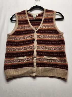 ⭐Vintage Eddie Bauer Girls Large  Fair Isle Lambswool Sweater Vest